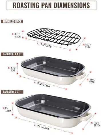 Enamel Turkey Roasting Pan with Rack Set, 14&17 Inch