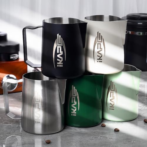 IKAPE Espresso Milk Pitcher, Espresso Steaming Pitcher with Sharp