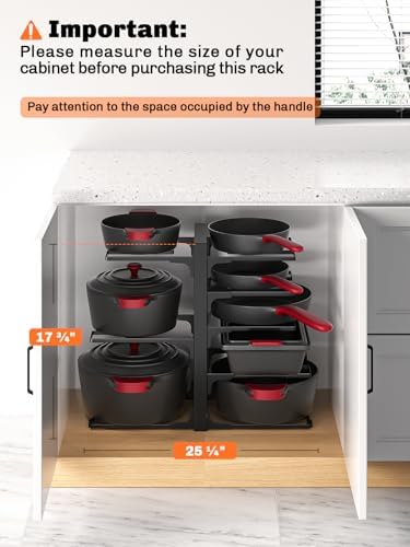 MUDEELA 8-Tier Pots and Pans Organizer, Black