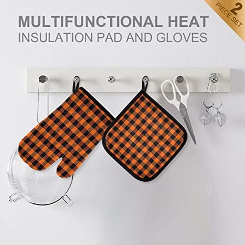 Oven Mitts Quilted Cotton Lining Buffalo Plaid Potholders BBQ