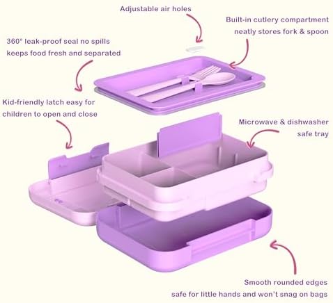Kids Bento Lunch Box for Boys & Girls – 4-Compartment Leak-Proof Lunch