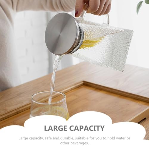 Glass Water Pitcher with Lid 1.8l Large Capacity for Kitchen