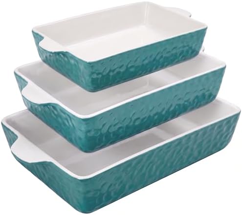 NutriChef 3-pc Casserole Dish Set for Oven, Ceramic Lasagna Baking