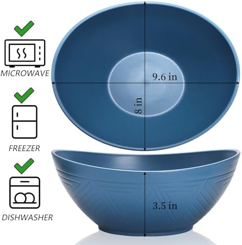 WRINGKIT Set of 6 Wheat Straw Salad Bowls Large, 65 Oz