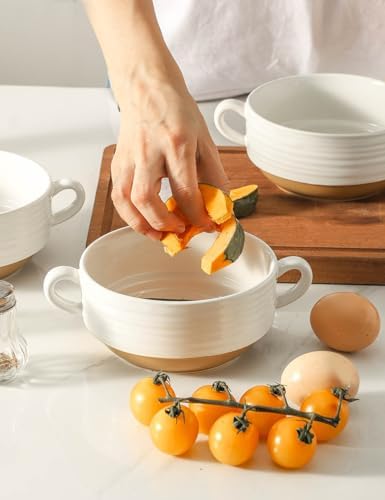 HASENSE French Onion Soup Bowls, 20 oz Ceramic Soup Bowls with Handle