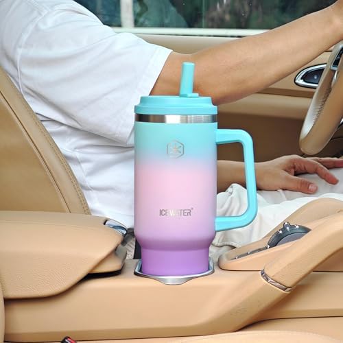 ICEWATER 40 oz Tumbler with 2 Lids (Regular Straw and Flip Straw)