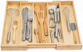 Utensils Organizer Rubberwood, Expandable Silverware Drawer Organizer