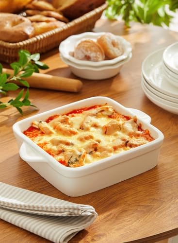 Sweese 8x8 inch Square Porcelain Baking Dish with Double Handles