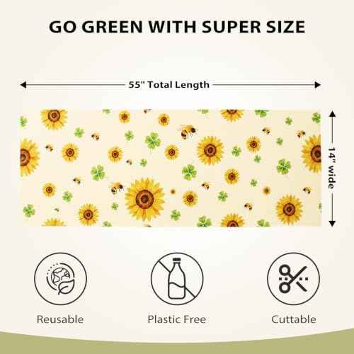 14 x 55 Inch Beeswax Wrap Roll, Sunflower
