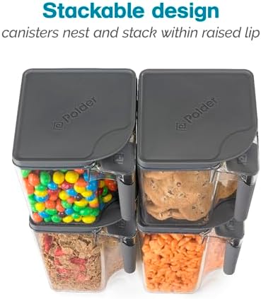 Polder Handle-It Canister, BPA-Free Plastic, Stackable Kitchen Storage