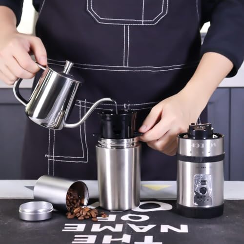 SOTECH 3-in-1 Camping Coffee Maker Set with Grinder, 350ml Kettle