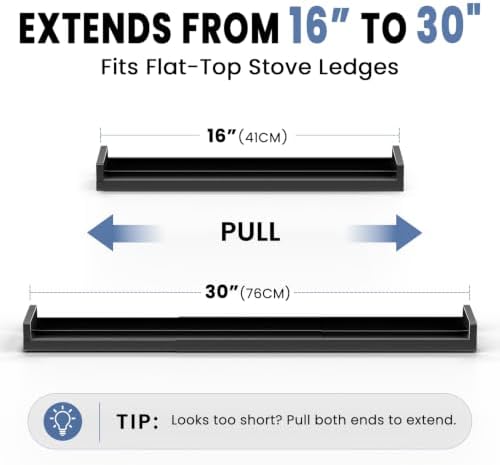Bumusty 30" Adjustable Magnetic Stove Top Shelf, Matte Black