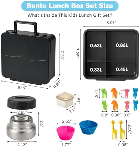 Bento Lunch Box with 9.5oz Soup Thermo, Black