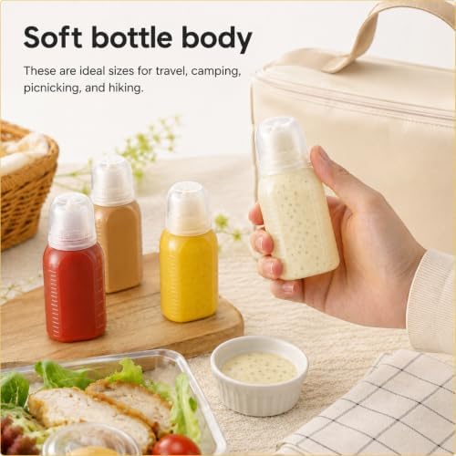Travel Condiment Containers 6PCS 2 Oz Small Condiment Squeeze Bottles