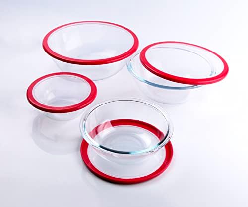 Glass Mixing Bowl with Lids Set, 8 PCS Glass Salad Bowls for oven.