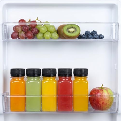 TOMNK 12 Pack 2 OZ Plastic Shot Juice Bottles with Caps, Sticker