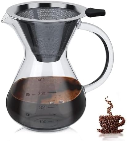 Pour Over Coffee Maker Set with Reusable Stainless Steel Drip Filter