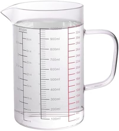 Glass Measuring Cup 4 Cup / 1000ML, Clear Liquid Measuring Cup