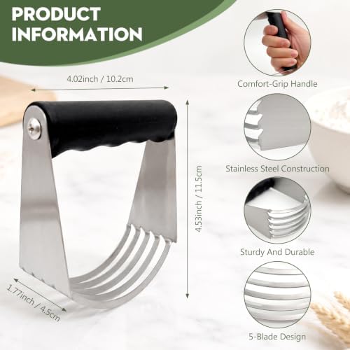 Stainless Steel Pastry Dough Blender and Cutter, Heavy-Duty Baking
