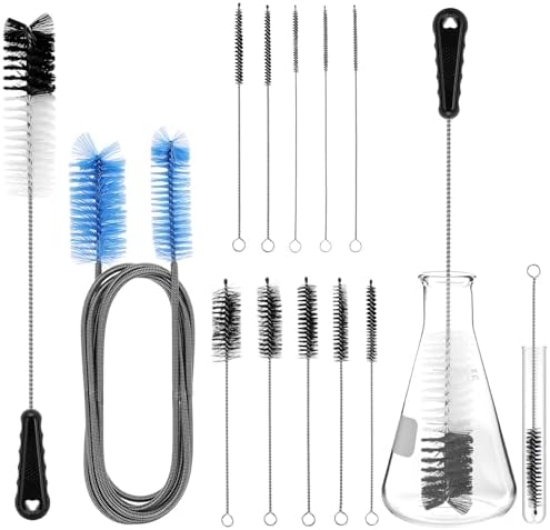 QWORK 12Pcs Tube Pipe Cleaner Kit, 15.75" Long Handle Brush, 5.25 Ft