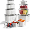 8 Pack Fruit Storage Containers for Fridge with Removable Colanders