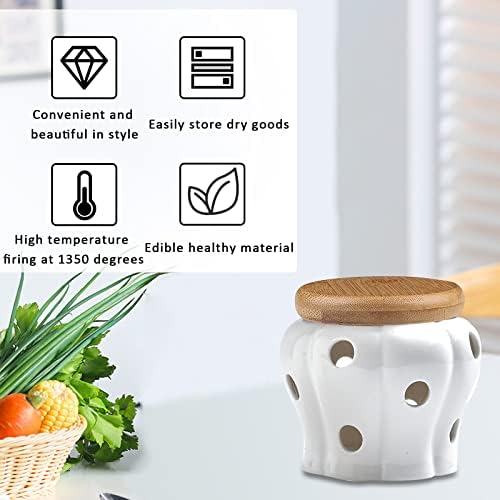 MEKBOK Garlic Keeper,Garlic Keeper for Counter,White Ventilated Garlic