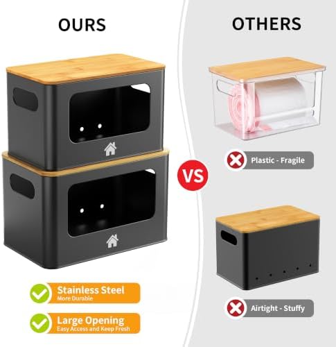 Metal Potato and Onion Storage Bin with Bamboo Lids - Pantry