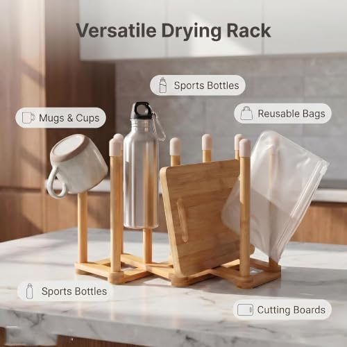 Bamboo Retractable Bottle Drying Rack Cup Dish Drying Racks,Sports