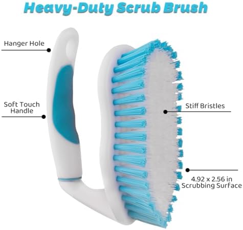 3 Pack Scrub Brush Set for Bathroom Cleaning