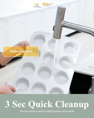 Nonstick Ceramic 12 Cup Muffin Pan, Cupcake Pan for Baking, Non-Toxic