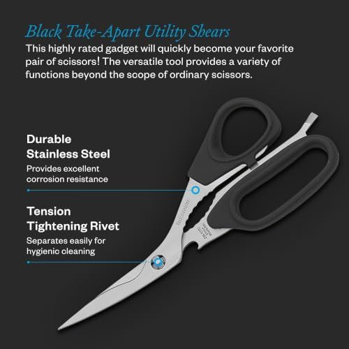 Messermeister 8.5-Inch Take-Apart Utility Shears, Black - Includes