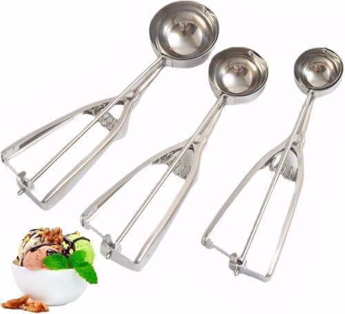 Stainless Steel Cookie and Ice Cream Scoop Set,3 Sizes: 1.622.4 Inches