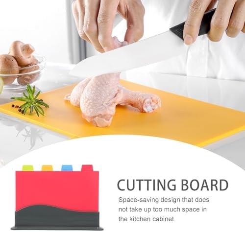 4 Piece PP Kitchen Chopping Board Set, Color Coded Meat and Seafood