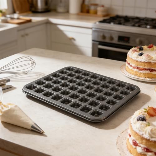 2 Pack 48 Cavity Mini Square Muffin Pan - Non-Stick Carbon Steel