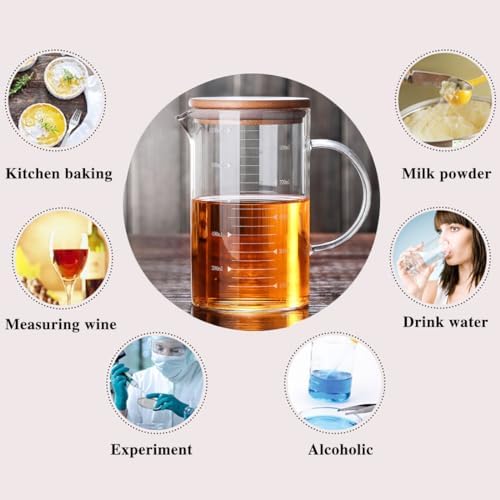 Glass Pitcher, 6.9"*4"Glass Pitcher with Lid, 34OZ/1000ML for Tea