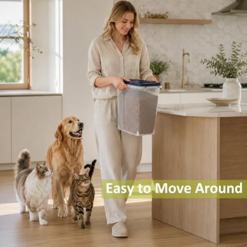 5-10 Lbs Airtight Cat Dog Food Storage Container, 8QT Compact Pet Food