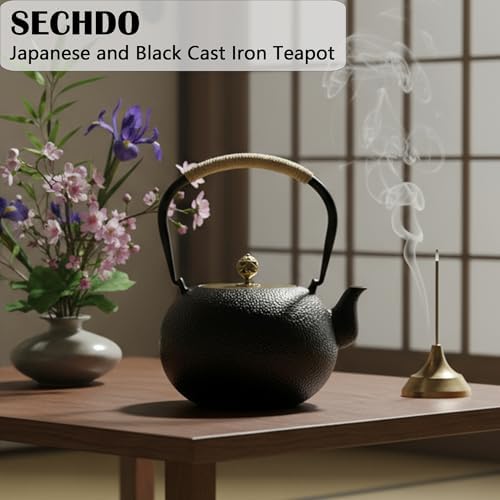 40.6oz Cast Iron Teapot, Black, with Infuser