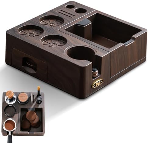 Bincoo Espresso Tamping Station & Knock Box, 2-in-1 Coffee Powder