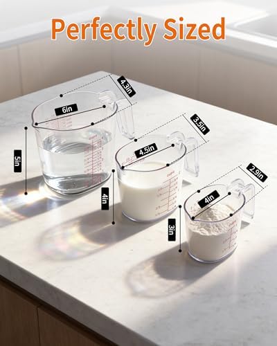 BINGBING- Measuring Cups Set of 3, Plastic, Nesting Design, Pour Spout