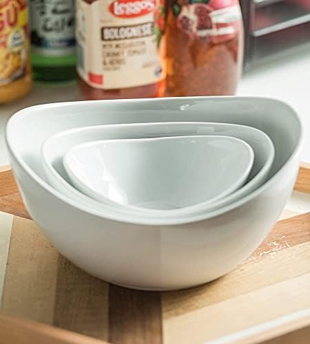 YHOSSEUN 3 Tier Serving Stand with 3 Oval Porcelain Serving Bowl Set