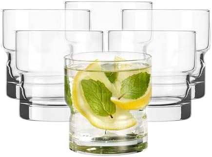 Libbey Newton Double Old Fashioned Glasses Set of 6, Sleek, Stackable