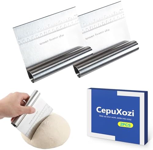 2 Pack Stainless Steel Dough Scraper & Dough Cutter, Pastry Knife &