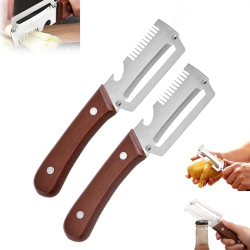Vegetable Peeler with Wooden Handle and Bottle Opener