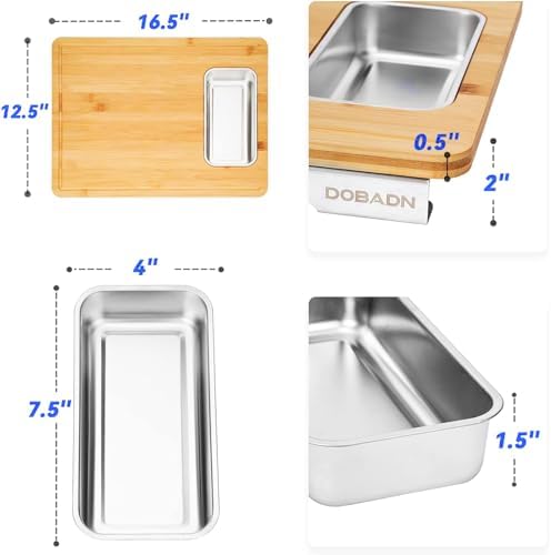 Bamboo Cutting Board for Kitchen Meal Prep & Serving - Wood Chopping