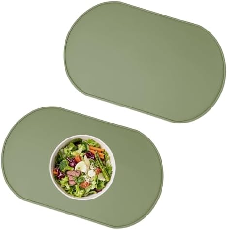 Oval Silicone Placemats Set of 2, 15.8 x 10.5in, Table Protector