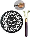 5.3 Inches Black Round Cast Iron Trivet Metal Teapot Base with Legs