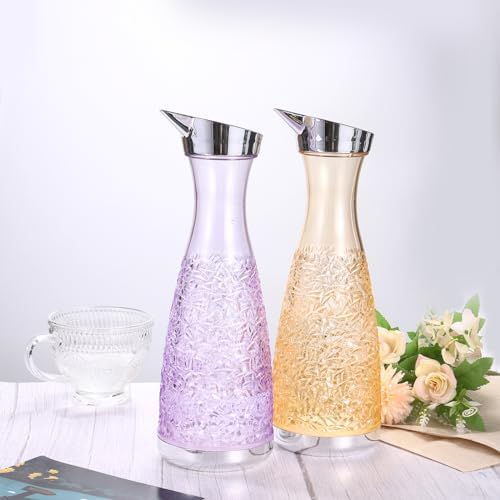 uxcell 1200ml(40.6 Oz) Acrylic Water Carafes with Lid, Transparent