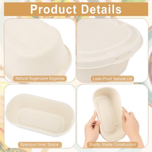 50 Pack 34 fl oz Meal Prep Containers with Lids, Take Out Food Boxes