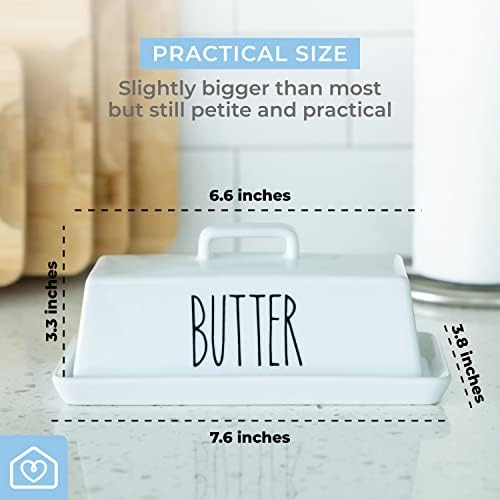 Heartland Home Porcelain Covered Butter Dish with Lid for Countertop