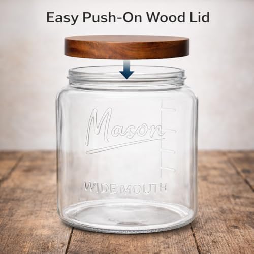 Kitchentoolz Half Gallon Glass Mason Jars with Airtight Push to Close